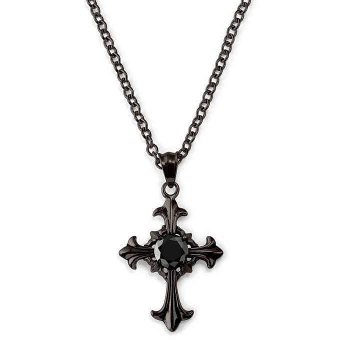 Gunmetalkleurige Gotische Kruisketting