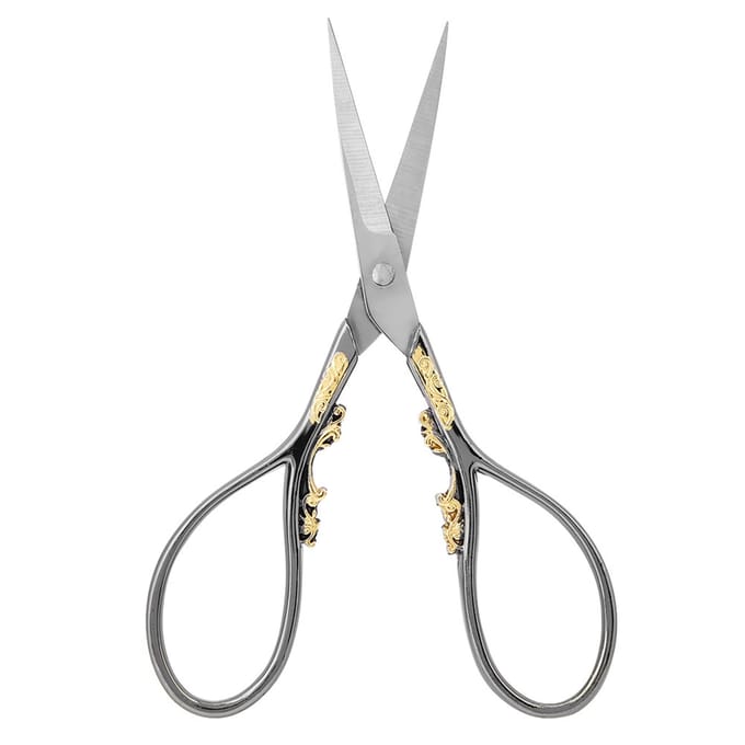1pc Stainless Steel Tailor Scissors Household DIY Sewing Accessories(black with gold pattern) wit