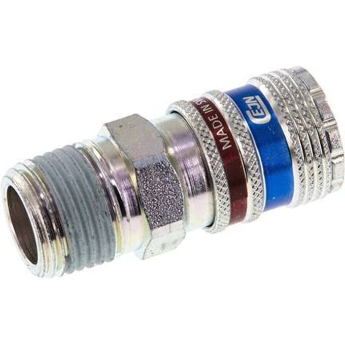 Staal/Messing DN 7.6 (7.2 Euro) Safety Luchtkoppeling Snelkoppeling R 1/2 inch Buitendraad - CLS7-M-SB-SE-C-012