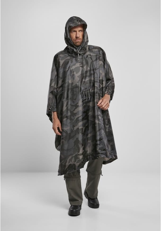 Brandit - Ripstop Regenponcho - One size - Zwart/Bruin
