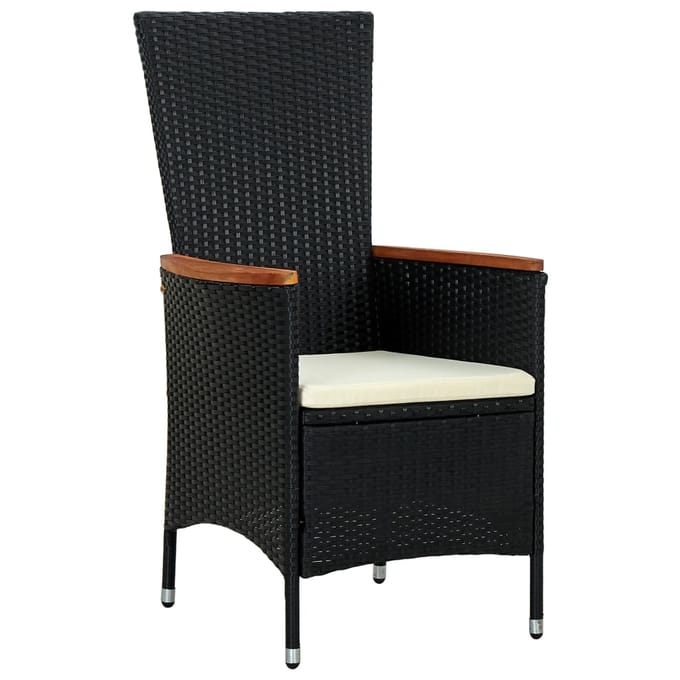 vidaXL - 7-delige - Tuinset - poly - rattan - acaciahout - zwart