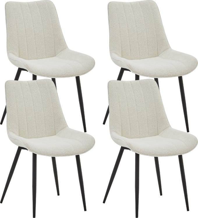 Colenis® - Verta Eetkamerstoelen - Set Van 4 - Wit - Bouclé stof - Industrieel - Stoelen