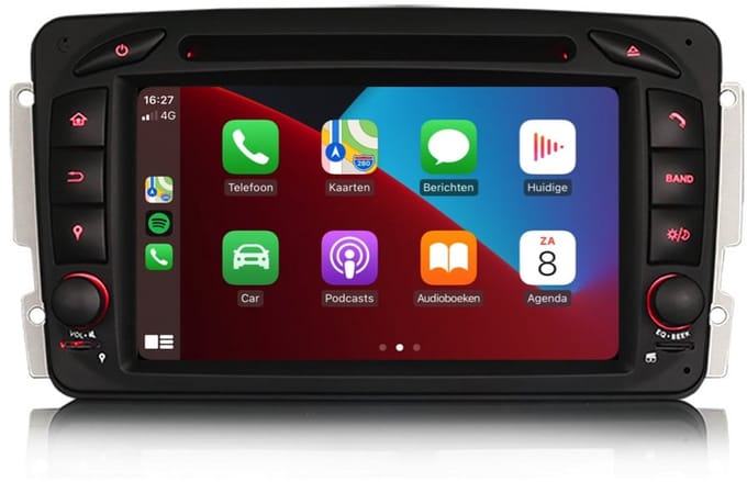 CarPlay autoradio geschikt voor Mercedes CLK-Klasse | 2002 t/m 2004 | Android 16 | Draadloos Apple CarPlay & Android Auto | 4GB + 64GB | 8-Core processor | Cartronix | CTX-118563C | Bluetooth & Wifi