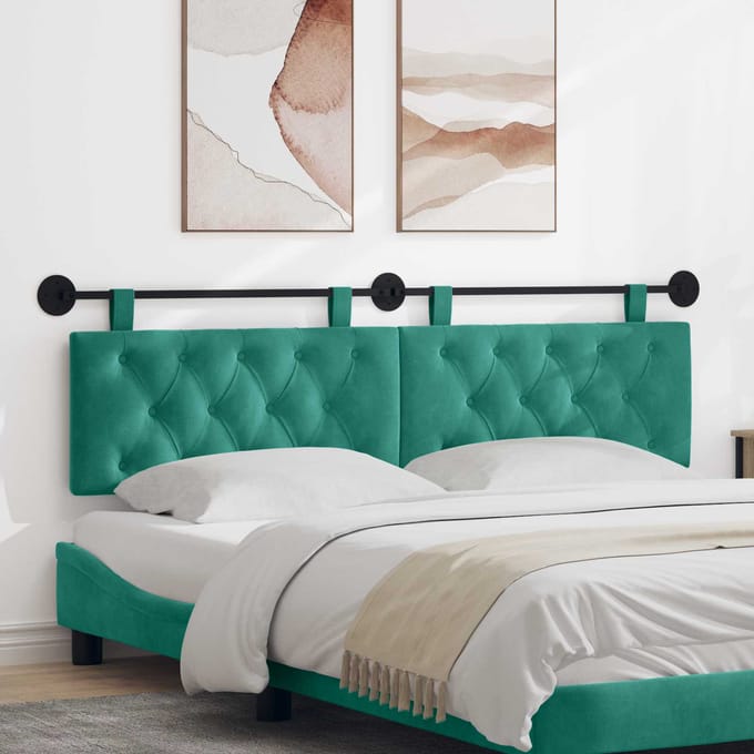 vidaXL - Hangend - hoofdbord - Turquoise - Fluweel
