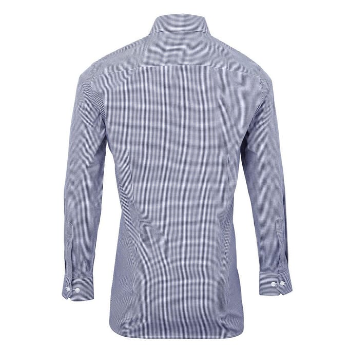 Premier Heren Gingham Micro geruit overhemd met lange mouwen (Marine / Wit)