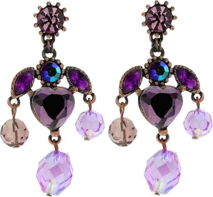 Behave - paarse oorstekers met hart - retro chic - avondaccessoire