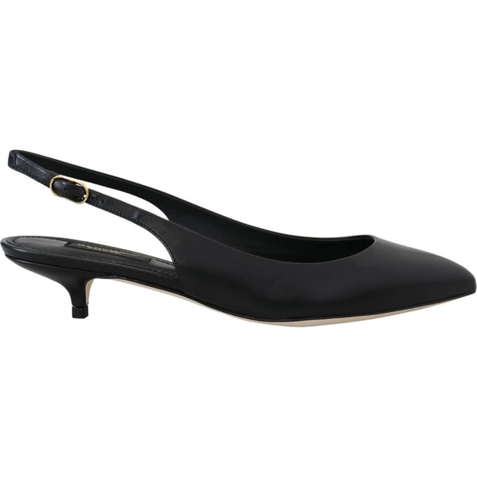 Dolce & Gabbana Zwarte Leren Slingback Hakken Pumps Schoenen