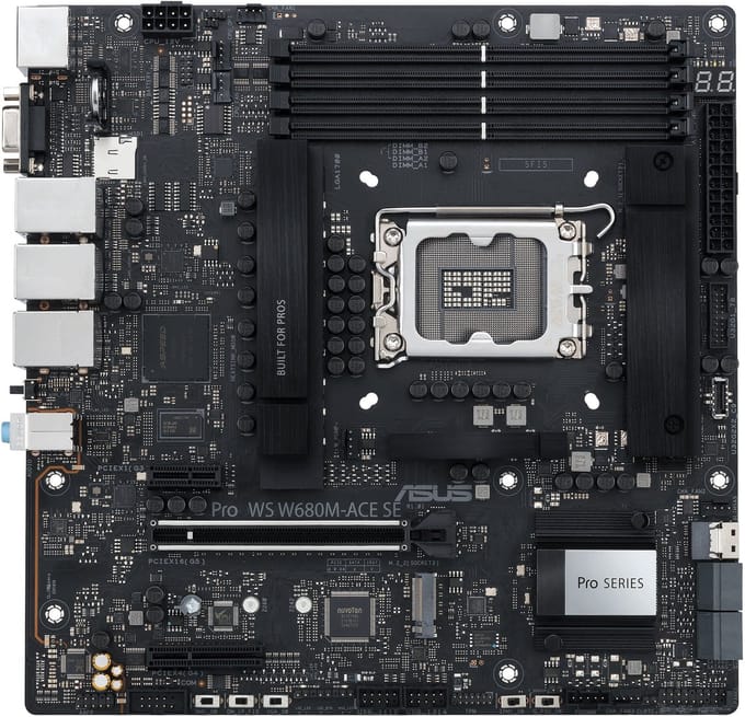 ASUS PRO WS W680M-ACE SE Moederbord - Intel W680 - Intel LGA1700 - DDR5 RAM - Micro-ATX