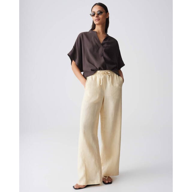 Linnen broek met elastische band model 'Mileni resort'