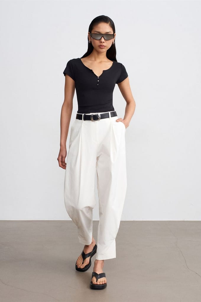 Dames Hoge Taille Wijde Pijpen Poplin Broek