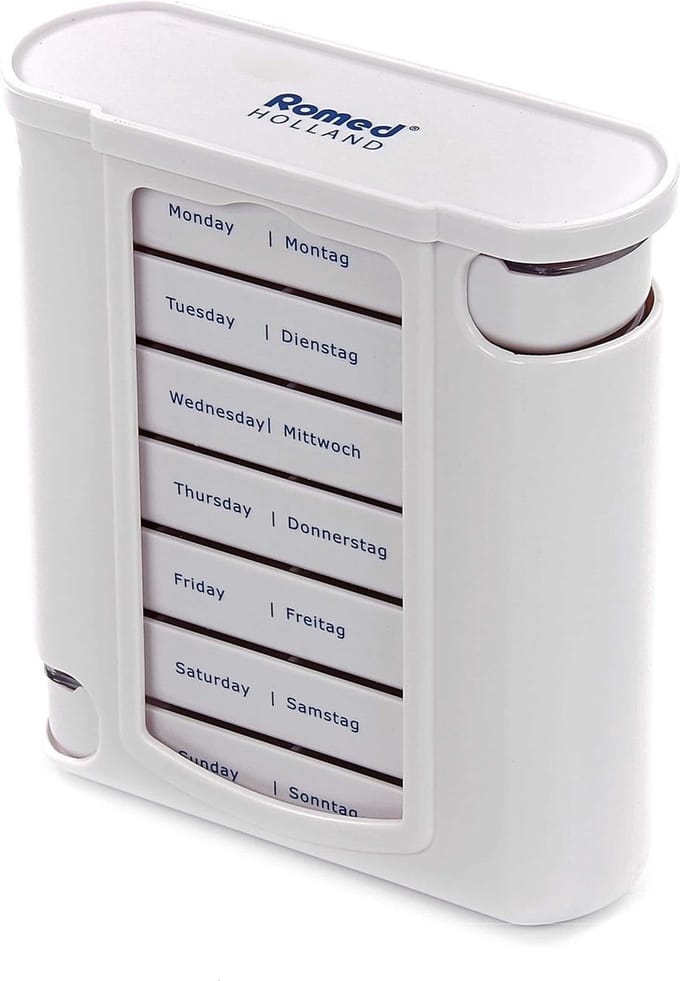 Romed medicatie dispenser / pillendoosje - week - Set van 10 doosjes Romed