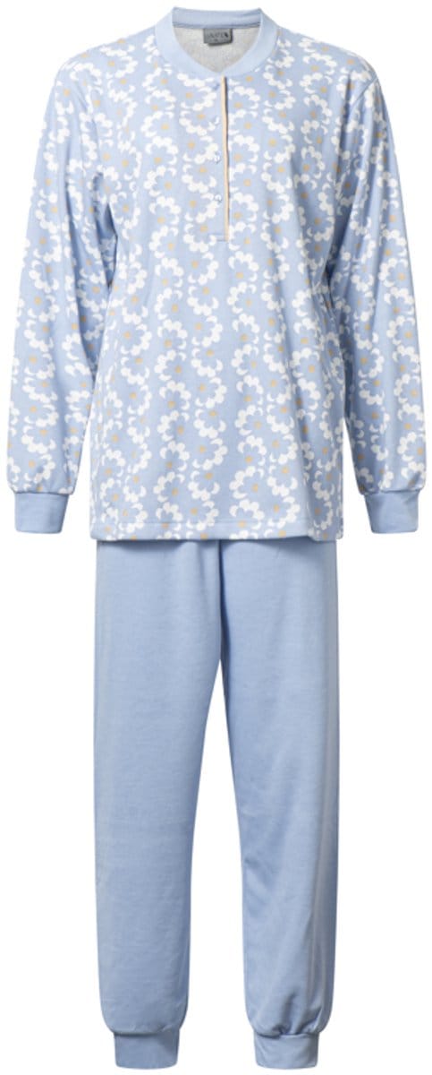 Lunatex - warme dames pyjama 124257 - aangeruwd interlock - blauw - maat S