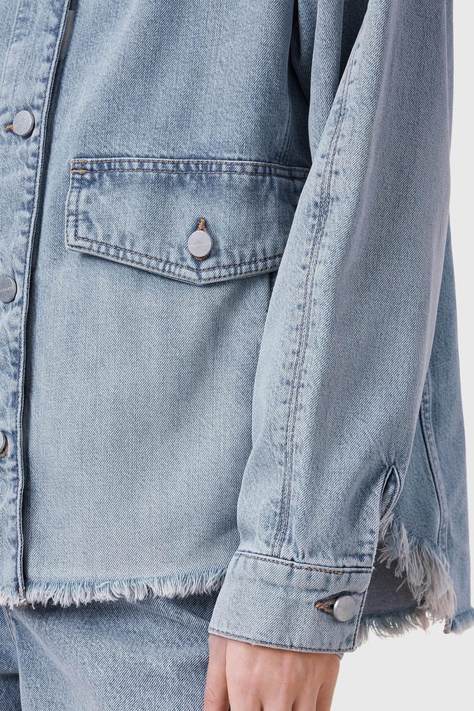 AllSaints Hettie Denim Shacket Light Indigo Maat: M | Spijkerjassen Outlet | Dames | Blauw