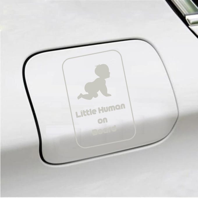 Bumpersticker - Little Human On Board - 15 X 10 - Zilver