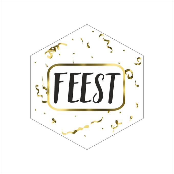 Trendy Sluitstickers - Rol 250 Stuks - "Feest" - Etiketten - Sluitzegels