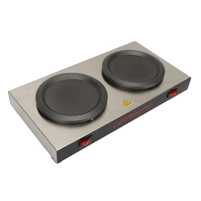 Dubbele Koffiewarmer Commerciële Koffiepotwarmer Dubbele Kookplaat Roestvrij Staal Draagbaar L black