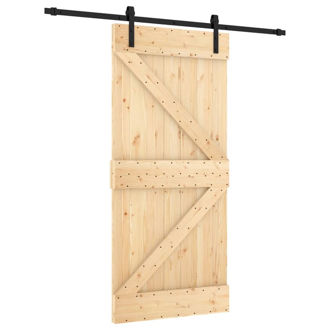 vidaXL - Schuifdeur - 95 - x - 210 - cm - Massief - Pine - Hout - (Onbehandeld)