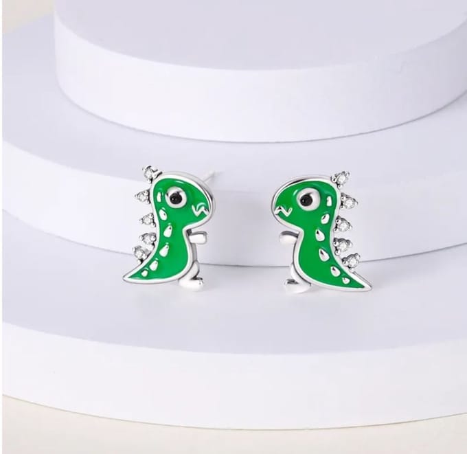 Oorbellen dinosaurus sterling zilver925