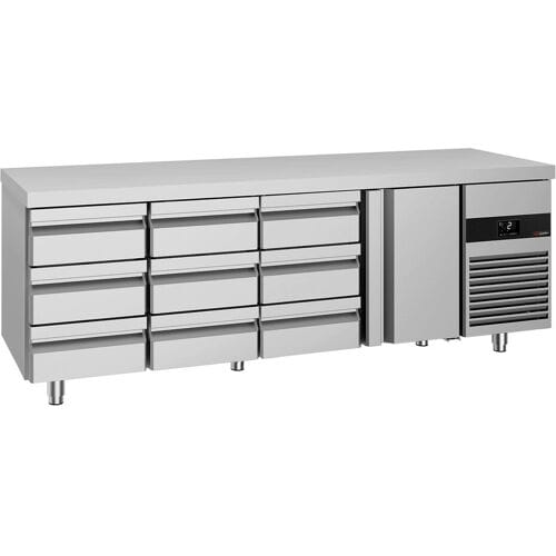 GGM Gastro Kühltisch PREMIUM - 2330x700mm - mit 1 Tür - 9 Schubladen