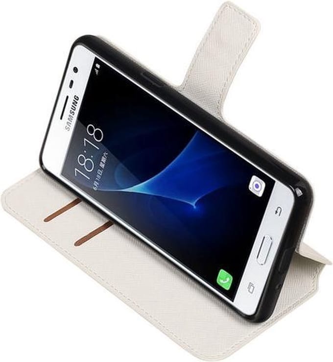 Wit Samsung Galaxy J3 Pro TPU wallet case booktype hoesje HM Book