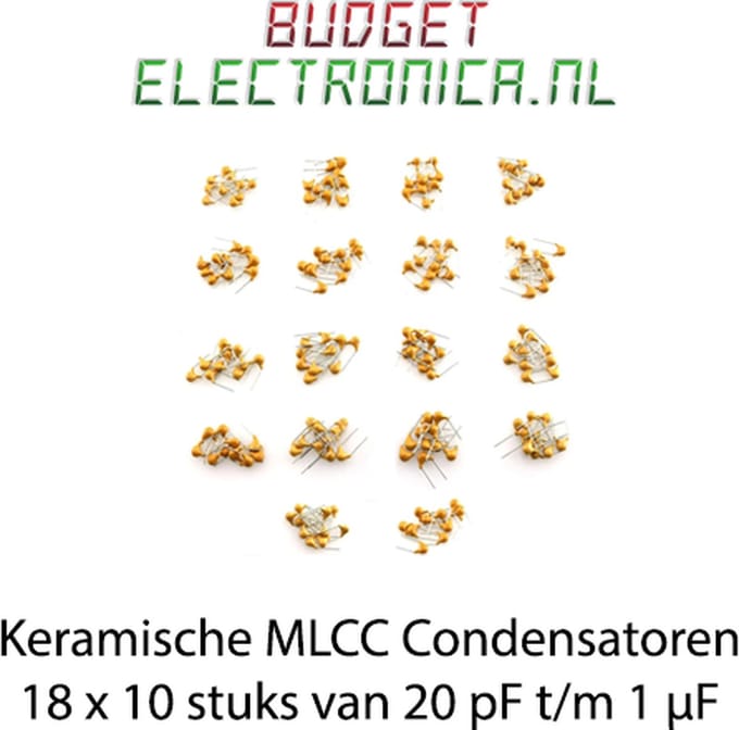 Keramische Condensator Pakket - 180 stuks – 20pF t/m 1uF – 50 Volt - Electronica - Componenten - Breadboard – Arduino – Raspberry