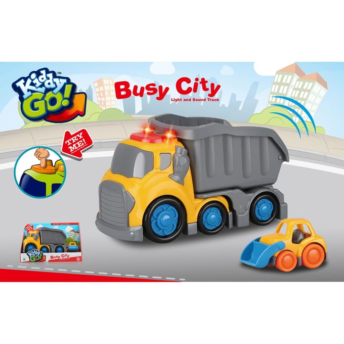 KiddyGo speelgoed dumptruck met licht en geluid 19,5 cm - multicolor.