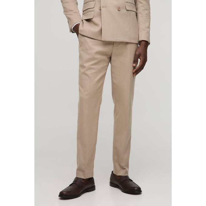 Slim Fit Getailleerde Broek met Textuur | Ecru | Size 30