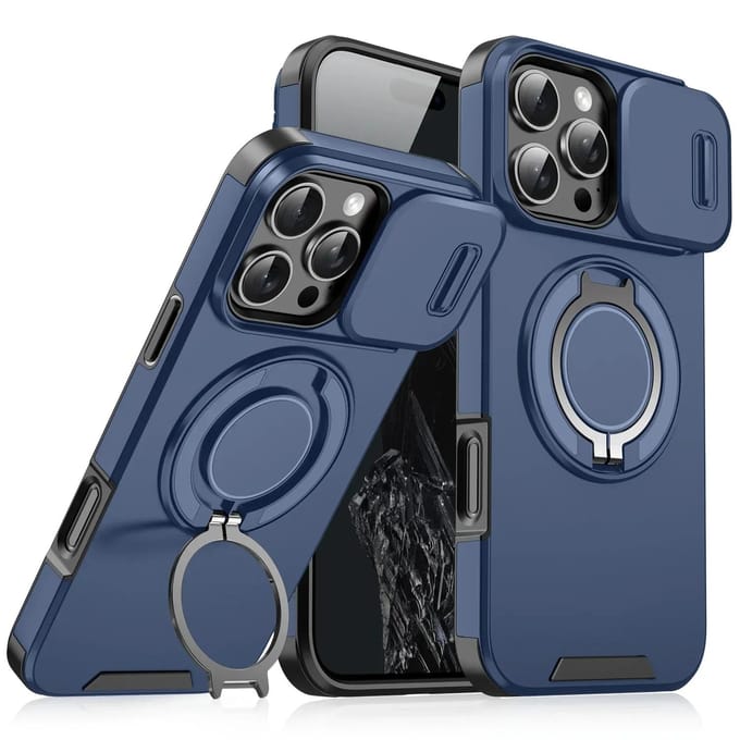 Luxe Heavy-Duty Robuuste Armor Magnetische Beugel Case Voor iPhone 16 14 13 12 11 15 Pro Max Plus Schuif Camera Bescherming PC Cover For iphone14Pro