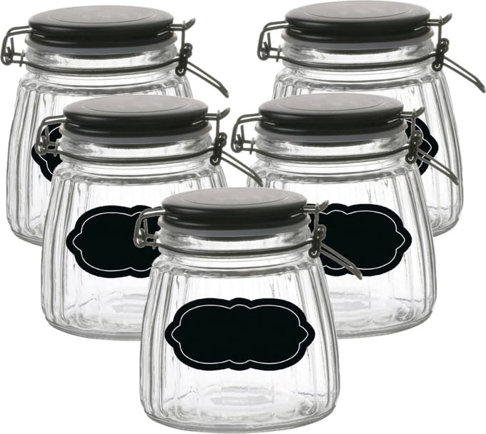 Weckpot/inmaakpot - 10x - 1L - glas - met beugelsluiting - incl. etiketten
