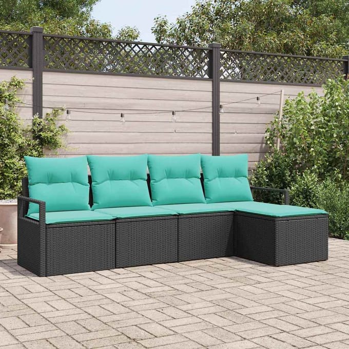 vidaXL Bankstel 5 st Zwart poly rattan