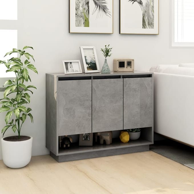 vidaXL - Dressoir - 97x31x75 - cm - bewerkt - hout - betongrijs