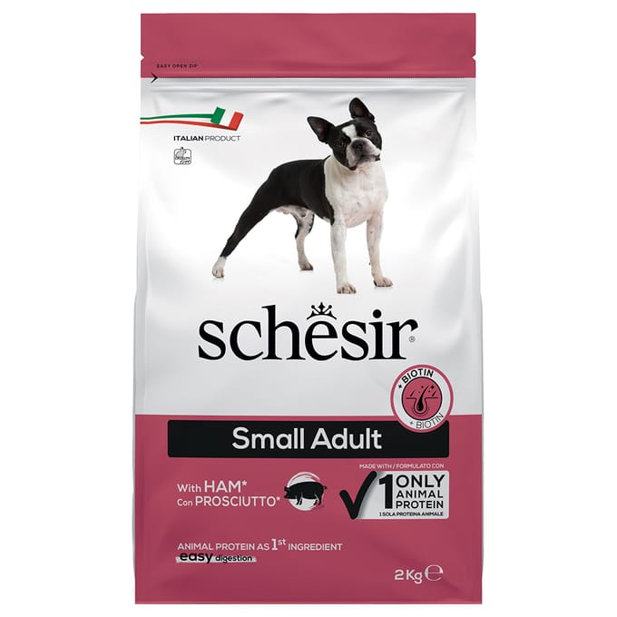 Voordeelpakket: 2x 2kg Schesir Dog Small Adult met ham droogvoer voor honden
