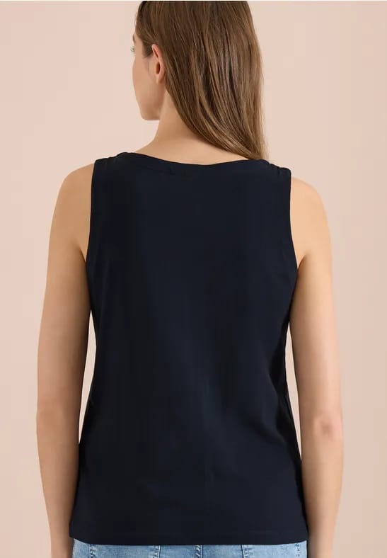Top met gespleten hals in effen kleur