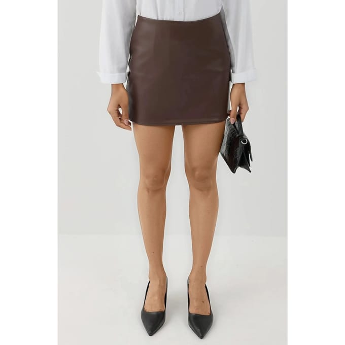 Lage Taille Mini Rok in Faux Leer