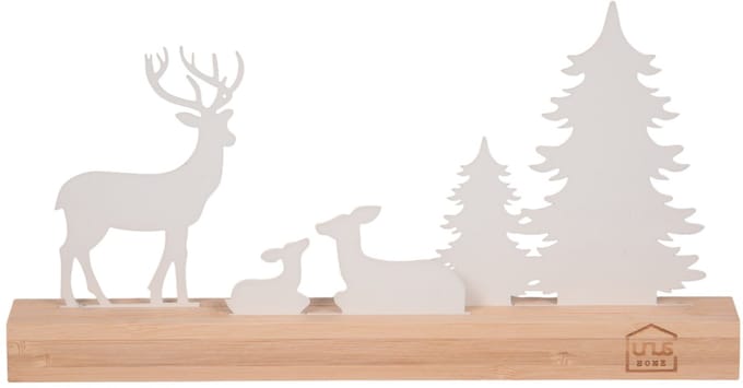 UNUS® Staander decoratieve herten met bomen wit winterdecoratie met bamboevoe