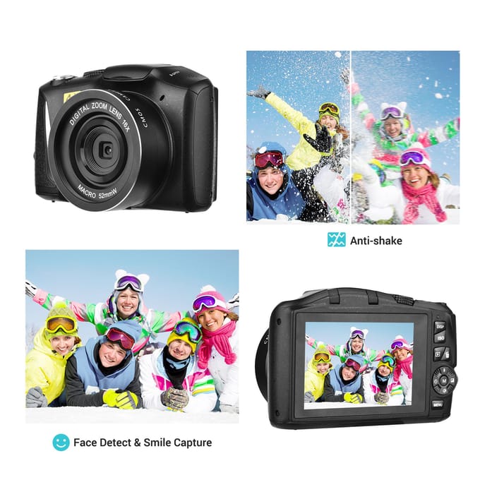 4K/60FPS 48MP Hoge Resolutie Digitale Camera Multifunctioneel Draagbaar 16x Digitale Zoom Video zwart