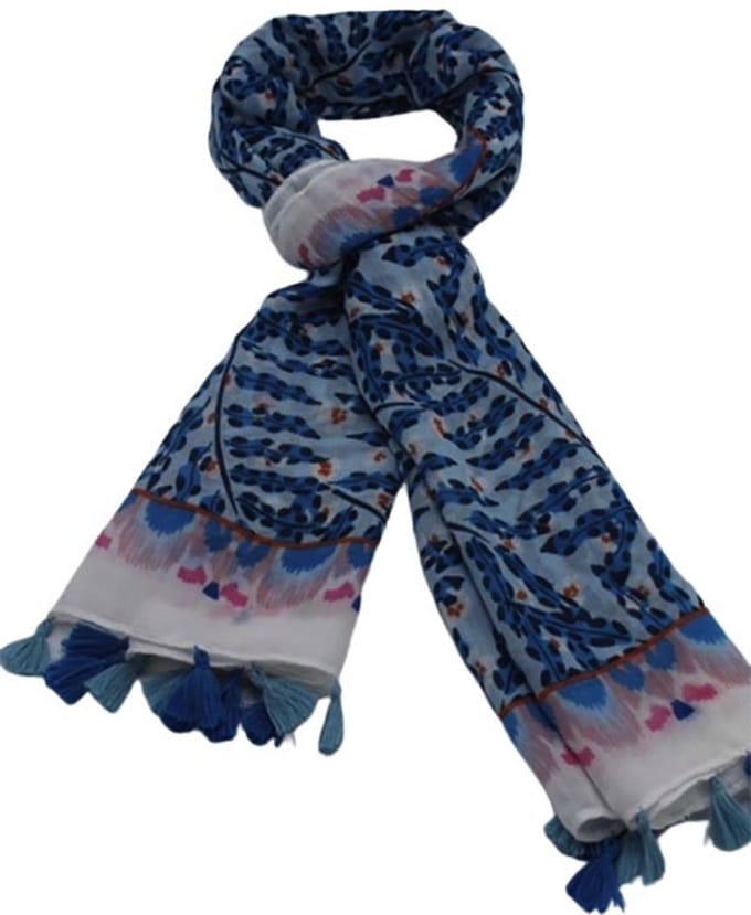 Sjaal Dames Zomer Sjaal Blauw Roze Gebloemd