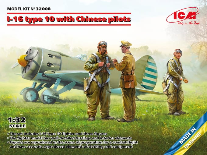 ICM Modelbouwpakket Militaire voertuigen - 32008 I-16 type 10 with Chinese pilots Plastic - 1:32 - Modelbouw