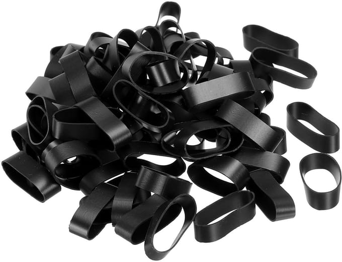 Elastiekjes kabelbinders 200 stuks antislip 2,3 cm plat zwart voor koordwikkeling, zakwikkels, kunst