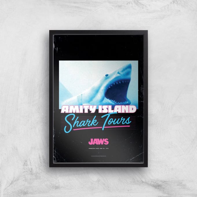 Jaws Amity Island Shark Tours Giclee Art Print - A3 - Black Frame