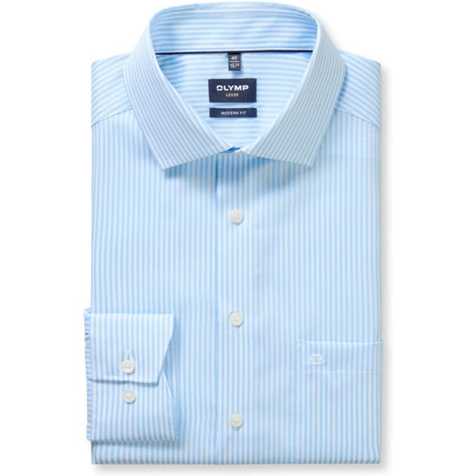 blauw wit gestreept Olymp Luxor overhemd Modern Fit