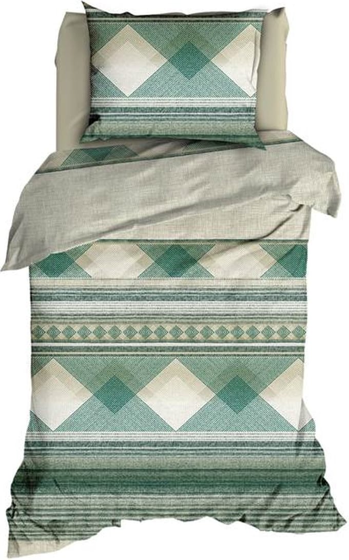 Satin d'Or Courban Dekbedovertrek - Eenpersoons - 1-persoons (140x200/220 cm + 1 sloop) - Saliegroen