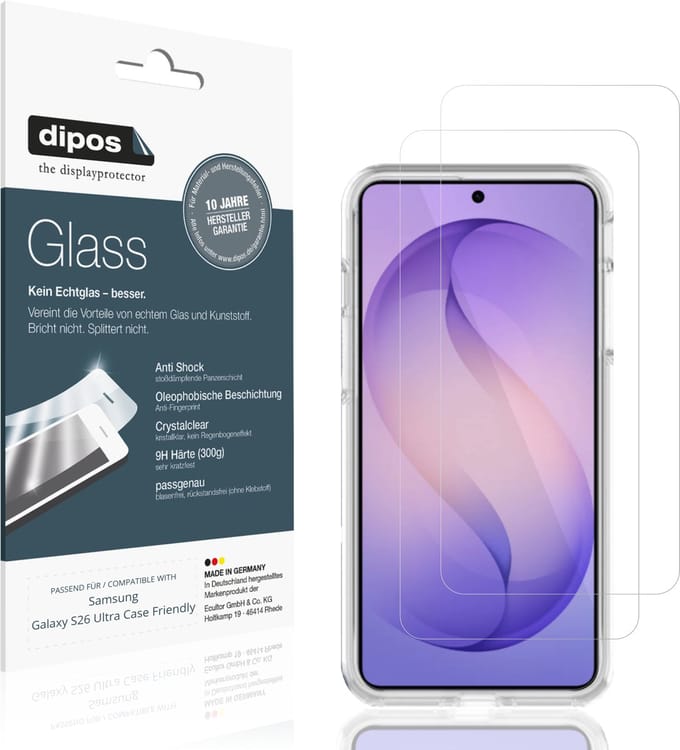 dipos – 2x Pantserfolie geschikt voor Samsung Galaxy S26 Ultra Case Friendly | 9H Screenprotector