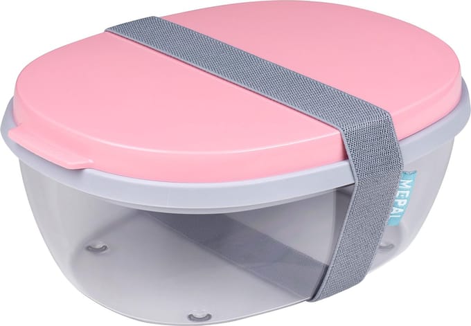 Mepal Ellipse saladebox - met minibox - Nordic pink