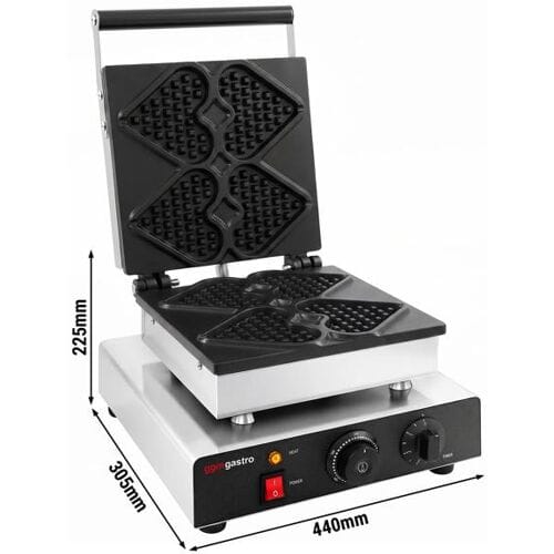 GGM Gastro Waffeleisen - Einzeln - Manuell - 1,75 kW - Form: Mini-Herz - Backplatten teflonbeschichtet