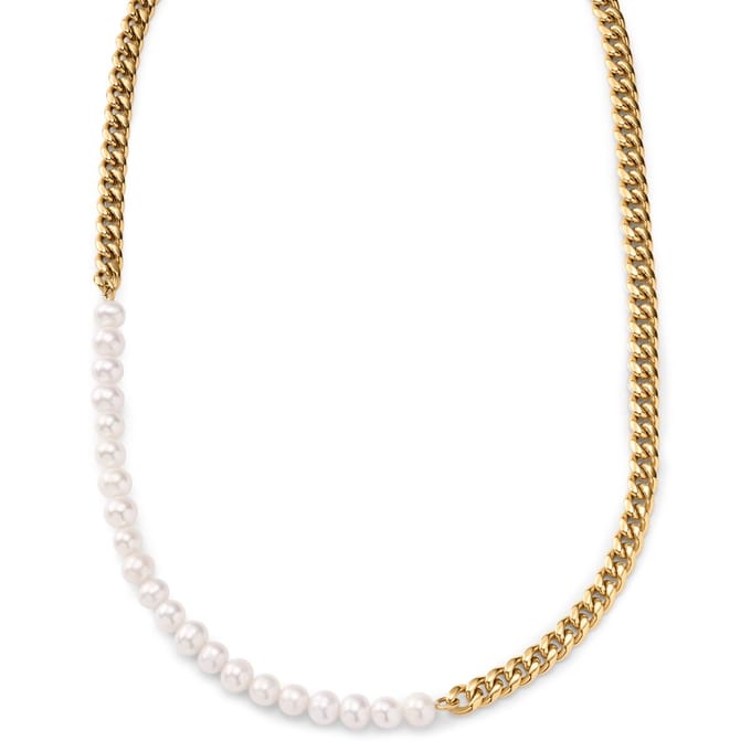 Ocata | Ketting met Goudkleurige Gourmet Schakels en Parels