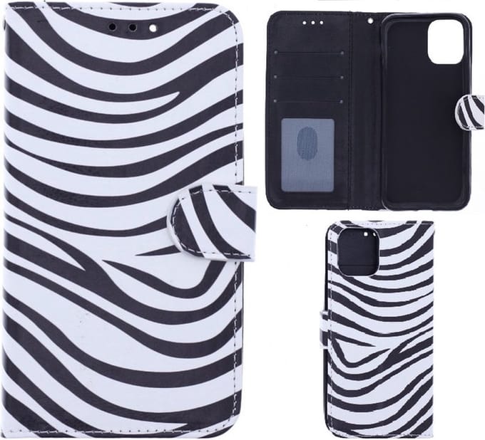 Portemonnee Book Case Hoesje Geschikt voor: Apple iPhone 12 Pro Max - Zebra Print