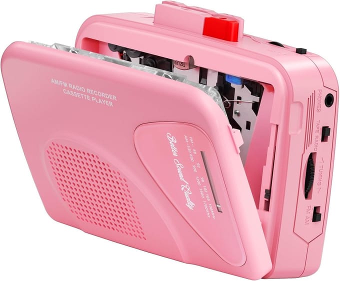 Draagbare Cassettespeler en Recorder met AM/FM Radio en Riemclip