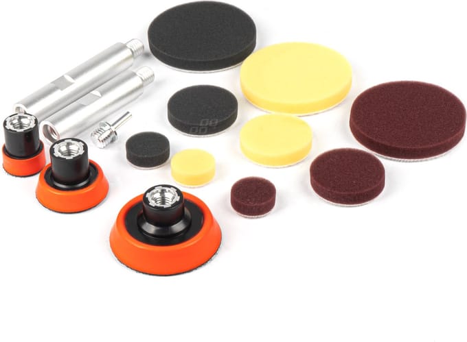 AMiO Auto Polijst Schijven Complete Set (15 stuks) Rood-Geel-Zwart