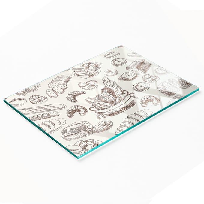 Multifunctionele decoratieve broodplank van gehard glas voor in de keuken, 80x52 cm